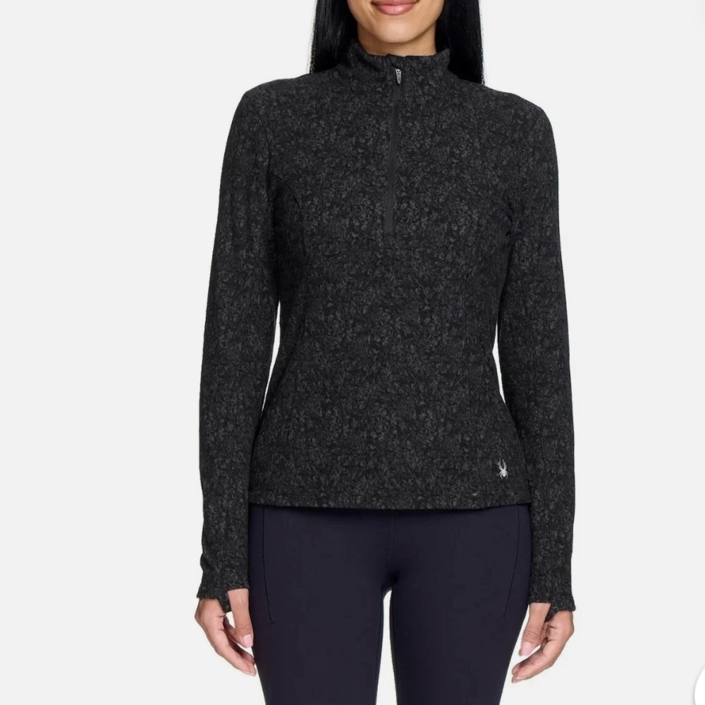 NWT Spyder Women's Fleece Quarter Zip Printed Pullover Black S M L‎